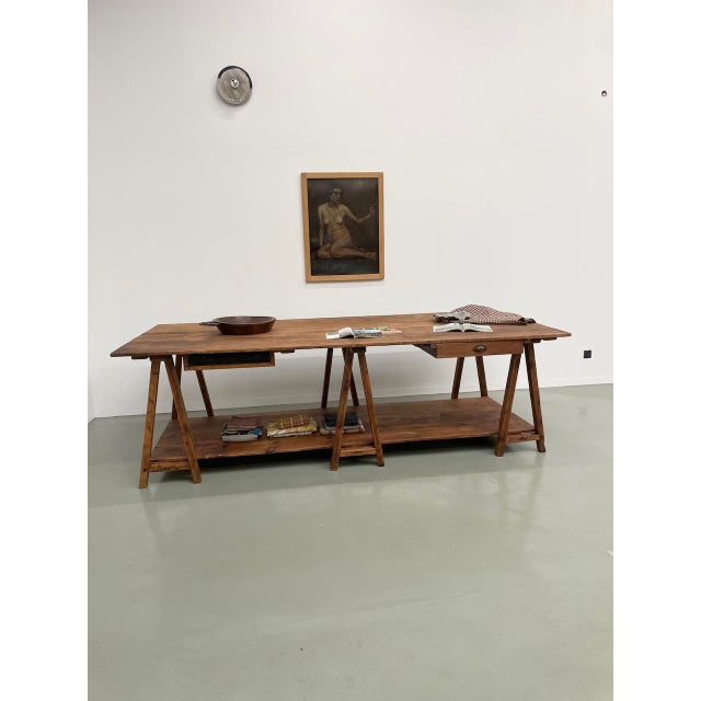 Vintage Pine Worktable, 1950s For Sale - Image 4 of 18