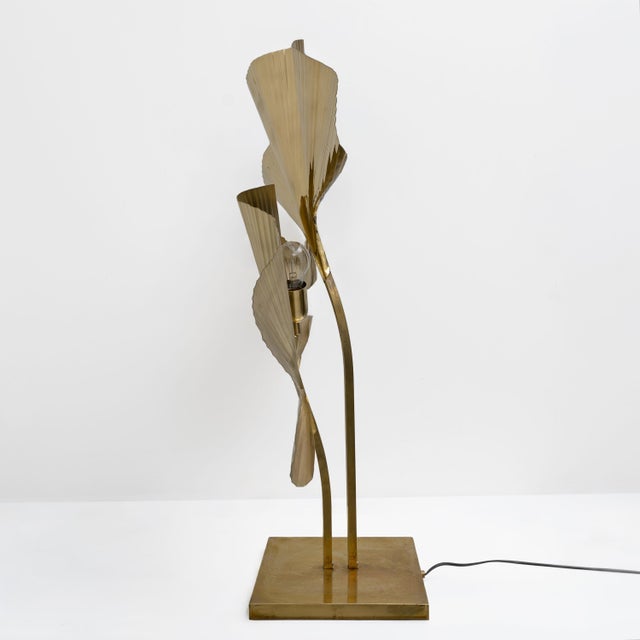 Gold Italian Brass Ginkgo Table Lamp, 2000 For Sale - Image 8 of 10