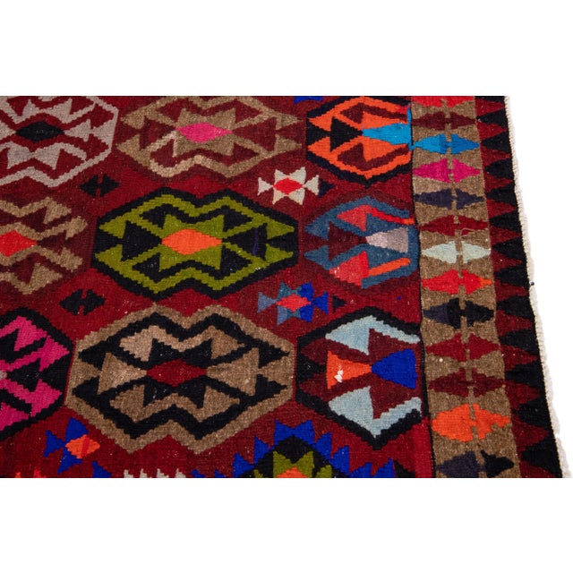 1960s Vintage Turkish Kilim Multicolor Handmade Tribal Wool Rug For Sale In New York - Image 6 of 10