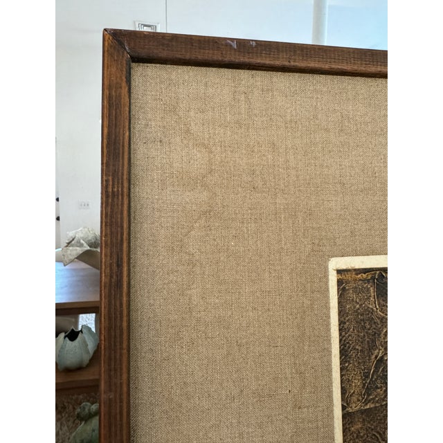 Wood Vintage, Abstract Composition Framed Art by James Thomas , 1970 For Sale - Image 7 of 11