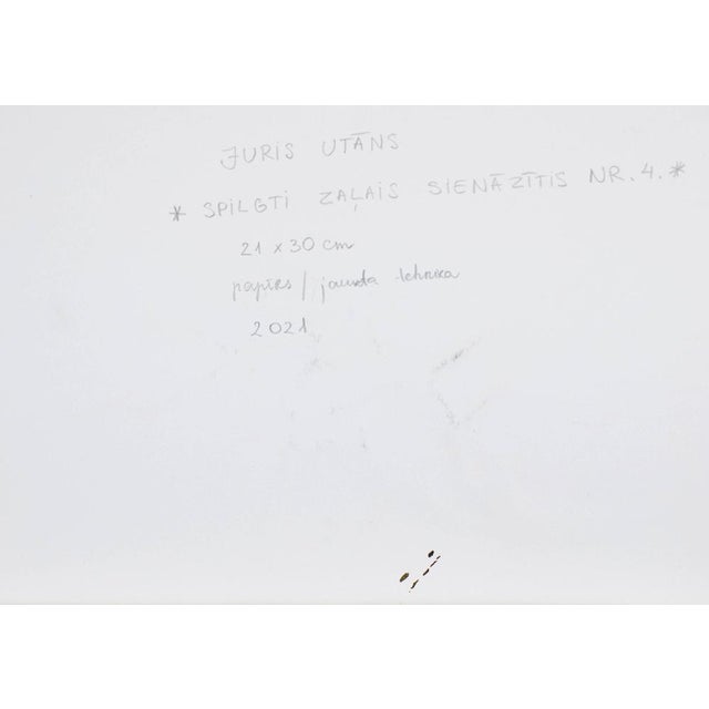 Juris Utans, Bright Green Grasshopper IV, 2021, Mixed Media and Paper, in Very Good conditions. Designed from 2000 I have...