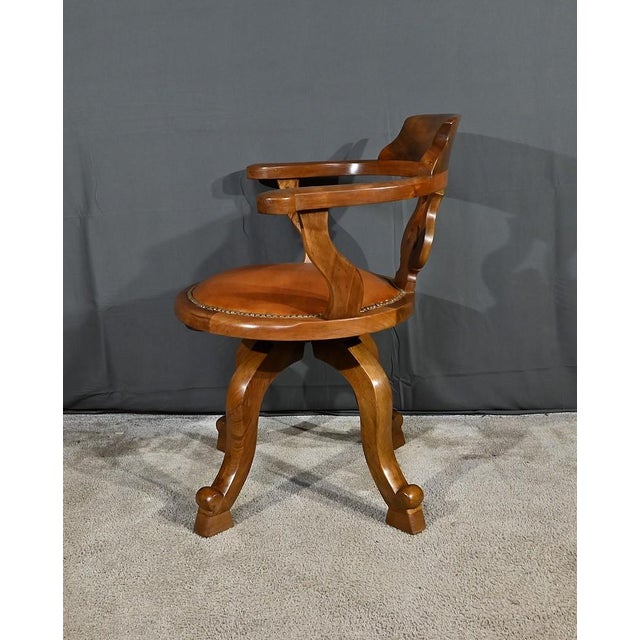 Victorian Swivel Walnut Armchair, England, Late 19th Century For Sale - Image 6 of 18