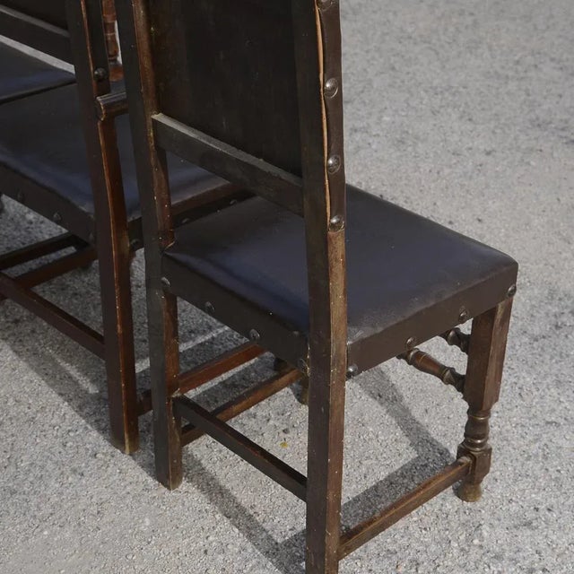 Wood Vintage Chairs in Leatherette, 1930s, Set of 3 For Sale - Image 7 of 9