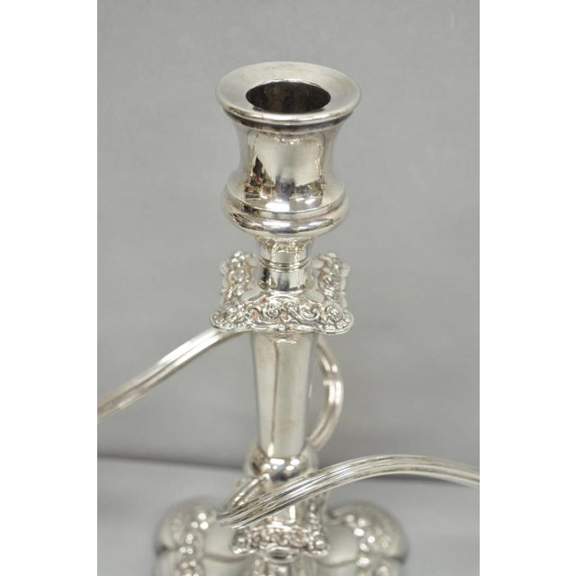 Silver Antique e.g. Webster Victorian Silver Plated Scrolling 3 Arm Candelabra - A Pair For Sale - Image 8 of 14