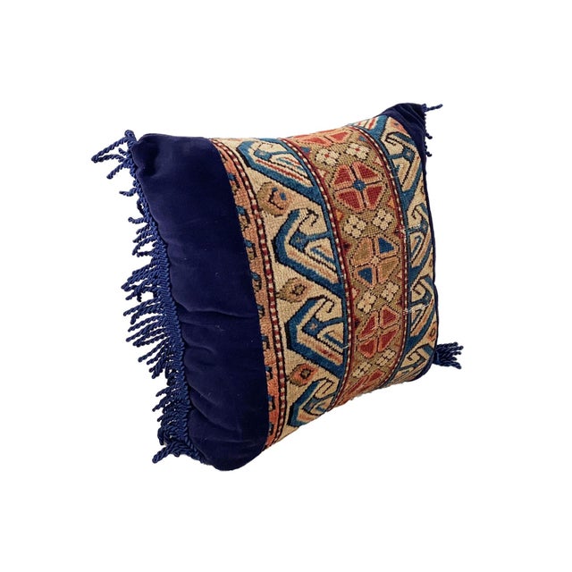 Superb custom-made lumbar pillow made from an authentic 19th-century Caucasian Kuba rug fragment. Pristine, never-used...