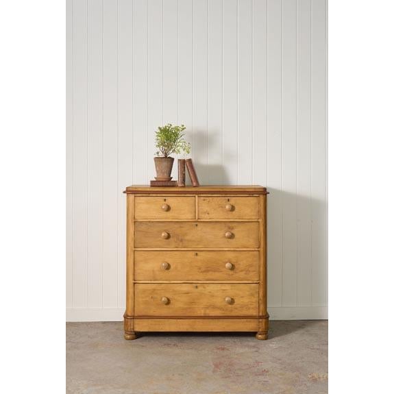 Victorian Large Two Over Three English Pine Chest With Extra Deep Bottom Drawer