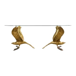 Signed Alain Chervet Brass Eagles Dining Table For Sale