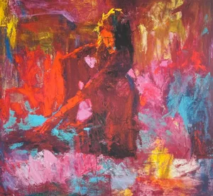 2004, Woman in Dress, Figurative Abstract, Iris Giclee, Artist Randy Moberg