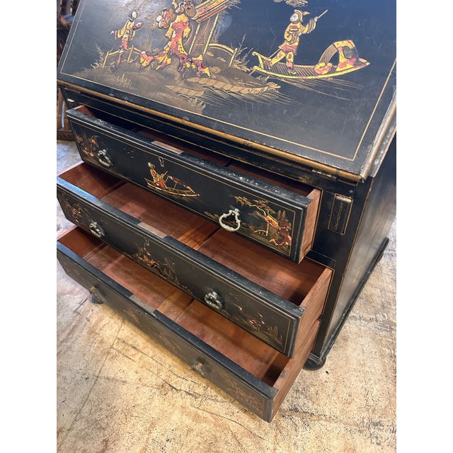 Antique English Chinoiserie Child’s Slant Front Desk. For Sale - Image 10 of 12