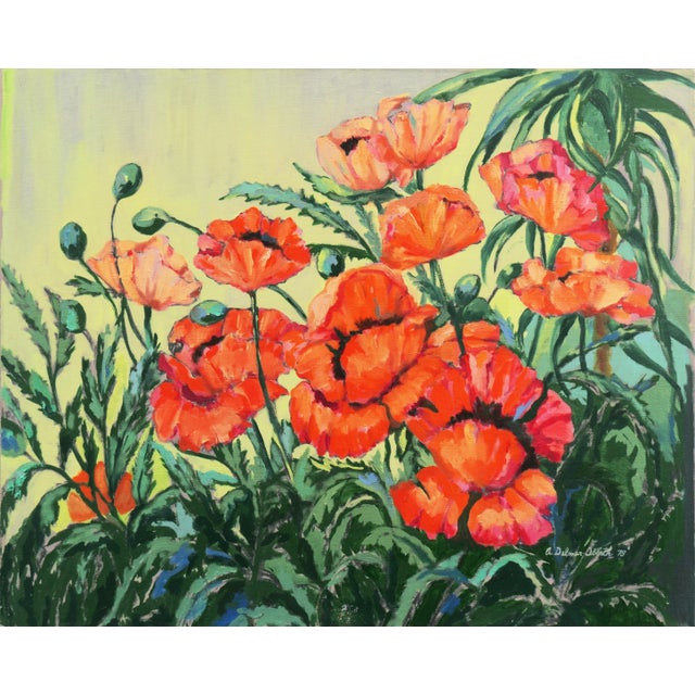 'Study of Red Poppies' by Alice Delmar-Oberth, 1978, New York Woman Artist, Art Students League, Met Opera For Sale