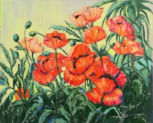 'Study of Red Poppies' by Alice Delmar-Oberth, 1978, New York Woman Artist, Art Students League, Met Opera