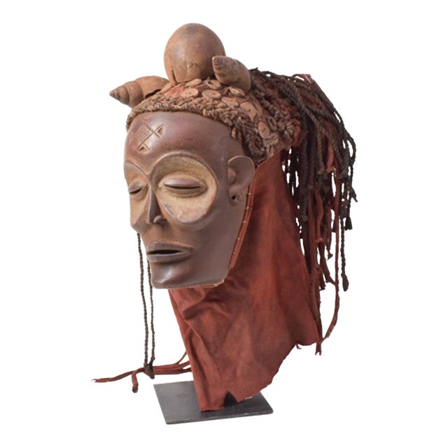 Early 20th Century Chokwe Mask Mwana Pwo with Headdress For Sale