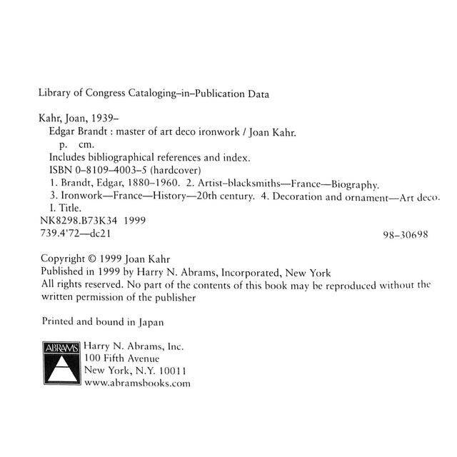 "Edgar Brandt: Master of Art Deco Ironwork" 1999 Kahr, Joan For Sale - Image 4 of 5