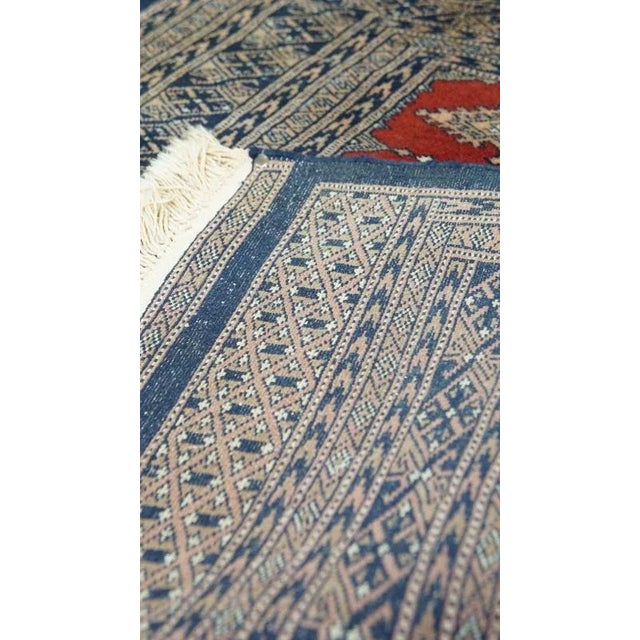 Textile Oriental Square Decorative Rug with Refined Patterns in Red and Blue Colors For Sale - Image 7 of 9