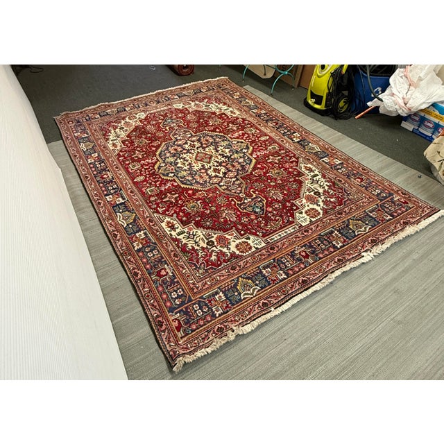 6ft 7in × 9ft 6in Persian Tabriz Area Rug, Vintage For Sale In San Francisco - Image 6 of 12