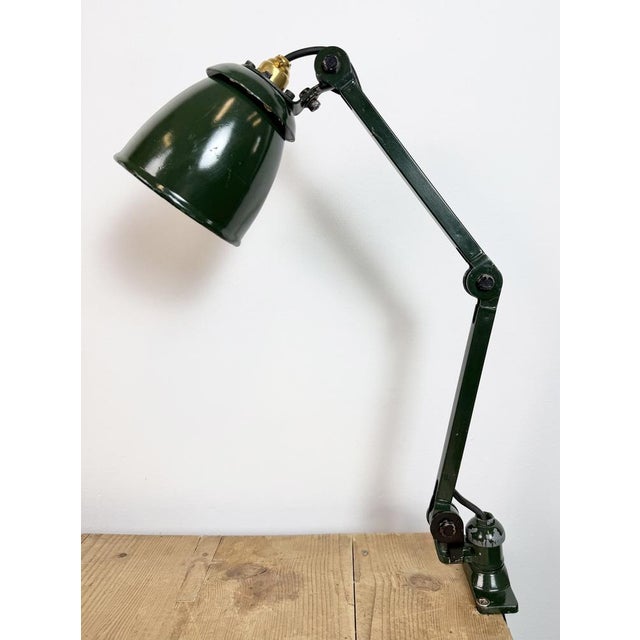 Industrial Green Enamel Adjustable Table Lamp, 1960s For Sale - Image 9 of 18