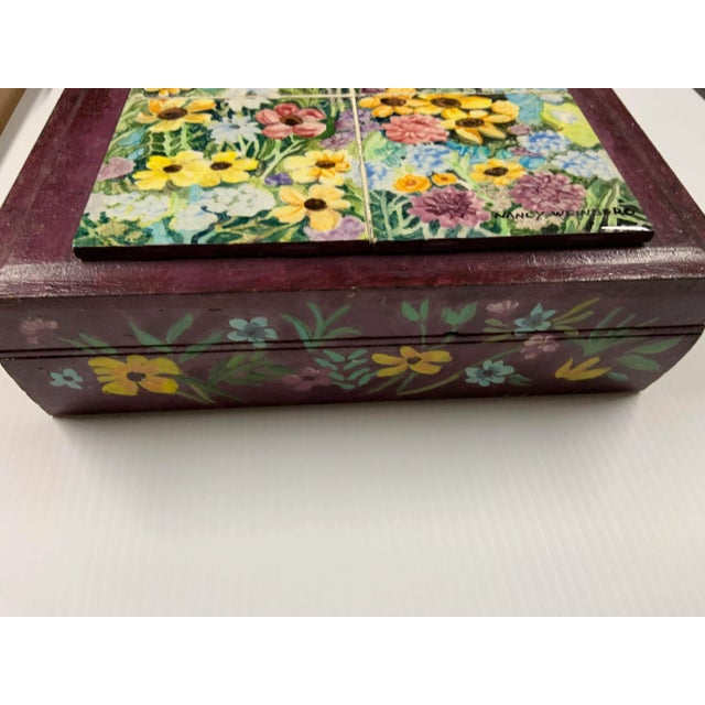 1998 Original Painted Tile and Wood Box by Nancy Weinberg For Sale - Image 9 of 10