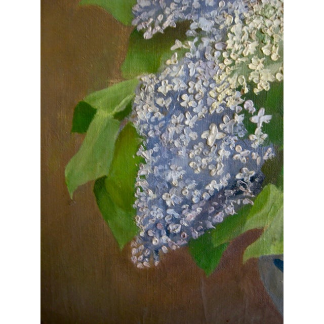 Green Still Life Glycine in a Vase Oil Painting 19th Century, Framed For Sale - Image 8 of 12