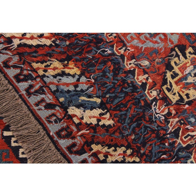 1970s Semi Vintage Tribal Soumakh Wool Rug - 6'4" X 8'6" For Sale - Image 9 of 11
