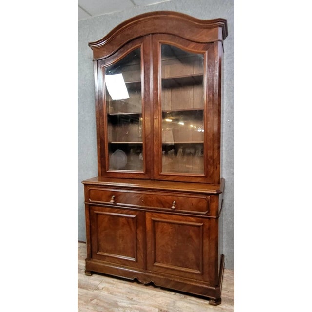 Wood Louis Philippe Mahogany Display Bookcase with Secretary, 1830 For Sale - Image 7 of 13