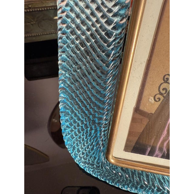 Sky Blue Twisted Photo Frame in Murano Glass and Brass, 2000 For Sale - Image 6 of 9