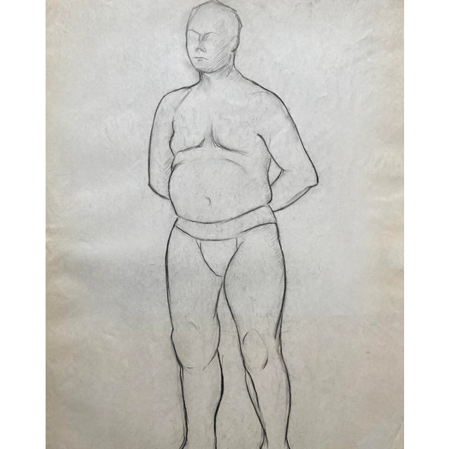 Figurative 1930s James Wilson Male Nude Figure Drawing For Sale - Image 3 of 3