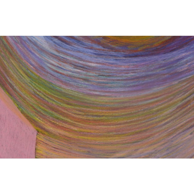 Abstract "Untitled #2", Abstract Geometric Vertical Pastel With Purple & Green by Renee Harwin For Sale - Image 3 of 9