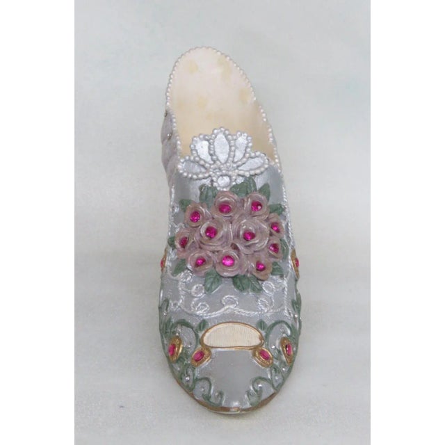 Ceramic Gemstone Design Floral Victorian Style High Heel Shoe Figurine For Sale - Image 11 of 12