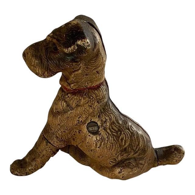 Vintage Hubley Wire-Haired Terrier Cast Iron Bank Made Usa 1940s-1950s For Sale