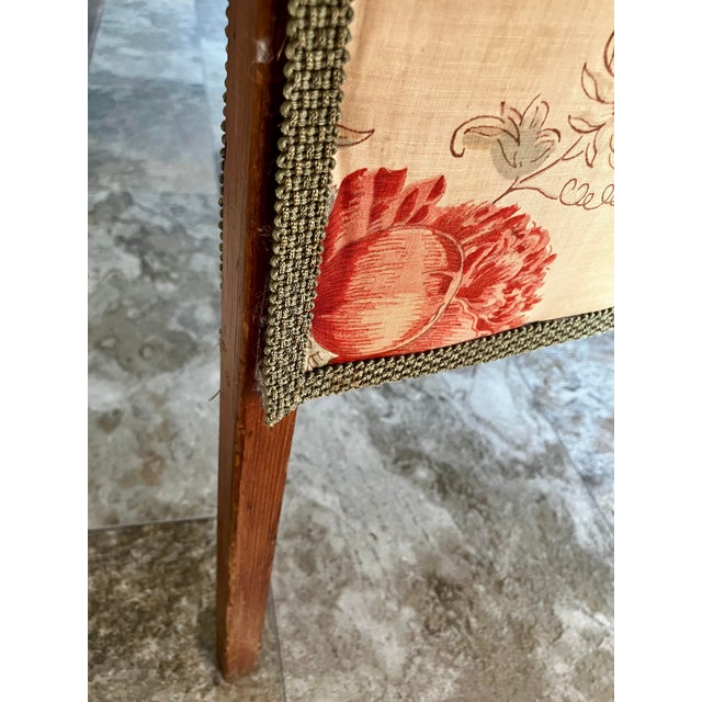 Antique Victorian Two-Panel Floral Fabric Folding Floor Screen With Finials For Sale - Image 13 of 18