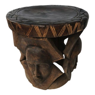 Lg African Carved Wood Baga Stool Guinea For Sale
