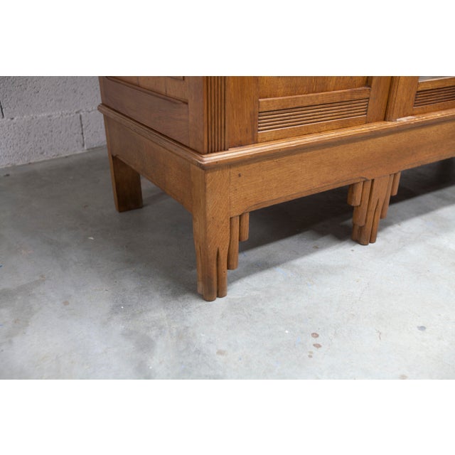 Flemish Art Deco Carved Oak Wardrobe, 1930 For Sale - Image 12 of 18