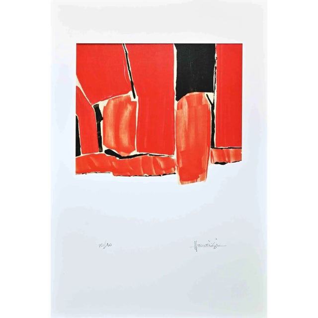 Composition is an original screen print on white paper realized by Italian artist Tonino Maurizi. Hand-signed on the lower...