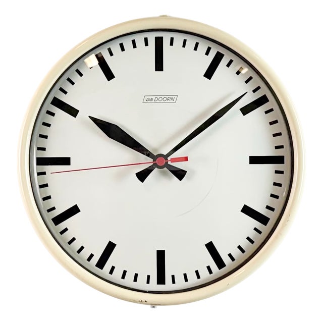 Vintage Beige School Wall Clock from Van Doorn, 1960s For Sale