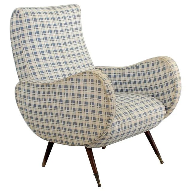 Mid-Century Wood and Fabric Armchair in the style of Marco Zanuso, Italy, 1950s For Sale - Image 13 of 13