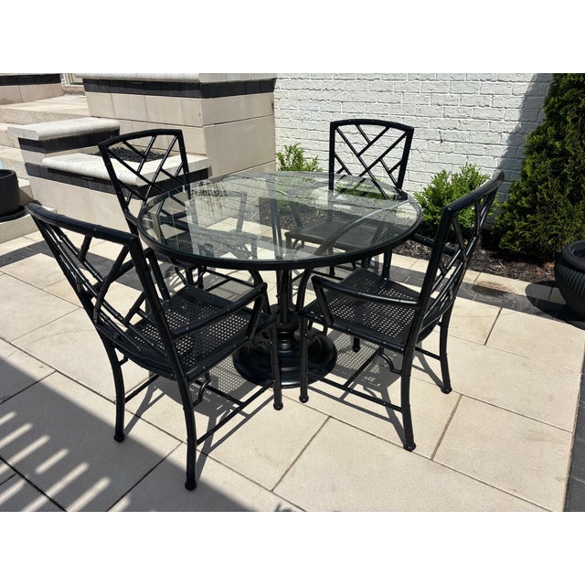 Metal Vintage Restored Chinoiserie Patio Dining Set by Meadowcraft For Sale - Image 7 of 16
