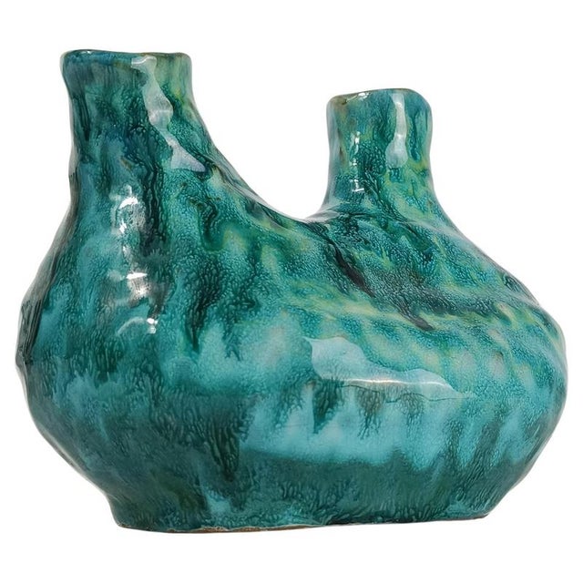 Vintage Handcrafted Majolica Multiple Openings Vase in Hurt Shape, 1981 For Sale - Image 17 of 17