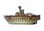 Handmade American folk art naval model of an armed boat, likely dating from the early to mid-20th century. It has a heavy...