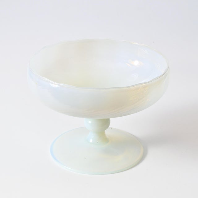 White Vintage Italian Opaline Glass Pedestal Bowl, 1960s For Sale - Image 8 of 11