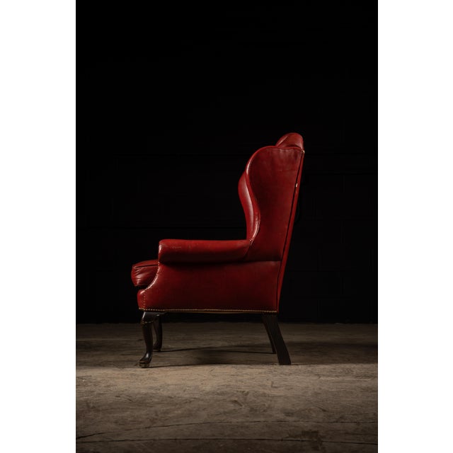 Antique Tufted Leather Armchair and Ottoman Set For Sale - Image 4 of 9