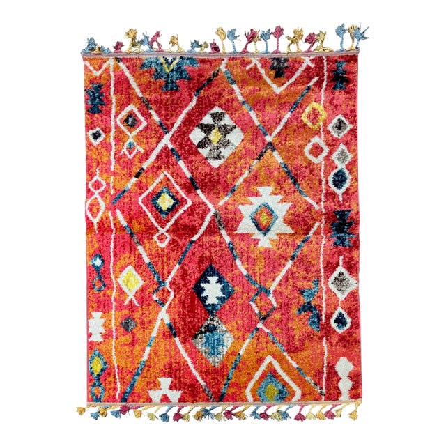 Moroccan Style Turkish Rug 4'0" X 5'7" For Sale