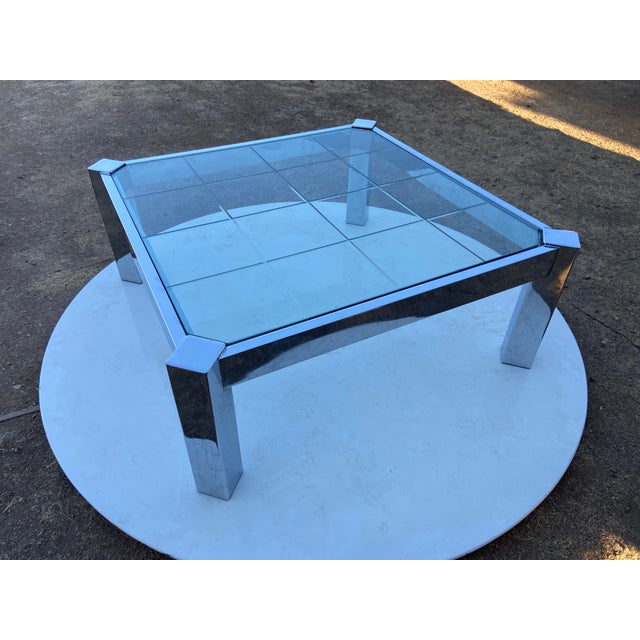 1970s Vintage Mid Century Modernist Chrome Glass Coffee Table Milo Baughman Style For Sale - Image 5 of 18
