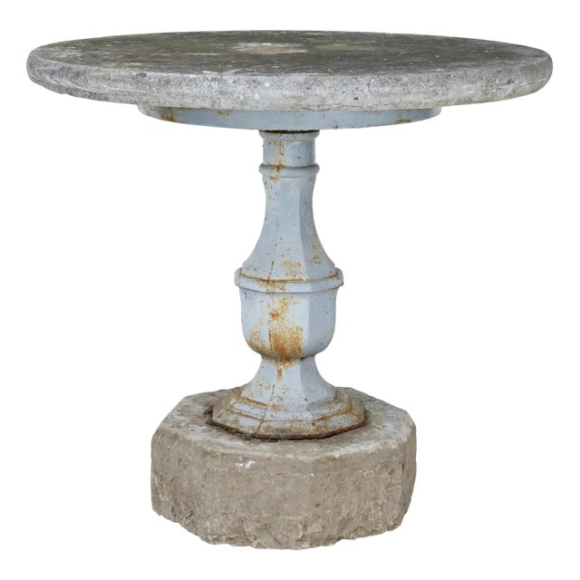 19th Century Swedish Stone and Iron Garden Table, 1860s For Sale