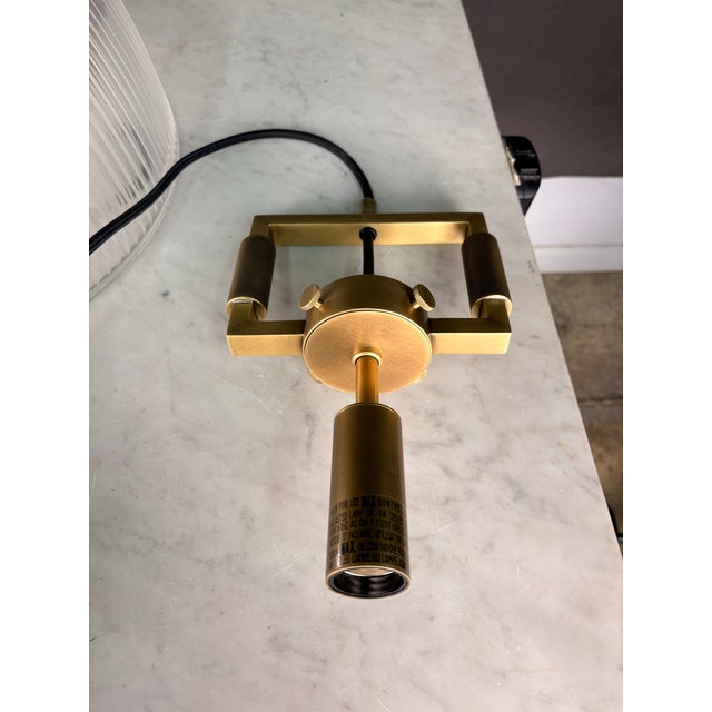 Brass Restoration Hardware Burnished Brass Hanging Dome Pendant Light - a Pair For Sale - Image 8 of 12