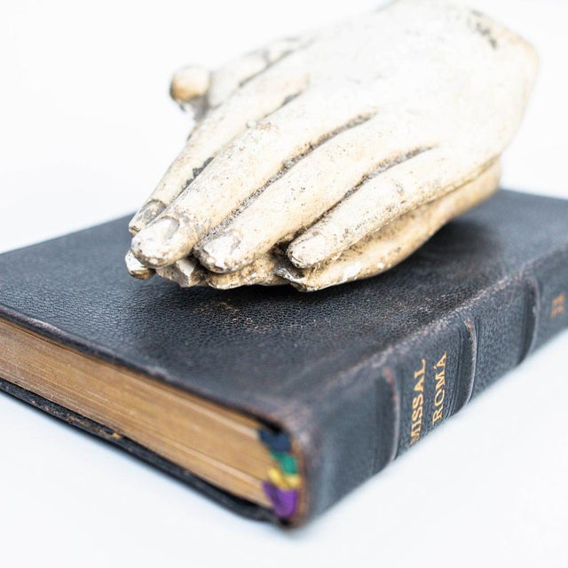 1990s Artwork with Book and Mysterious Praying Hands, 1990s For Sale - Image 5 of 12