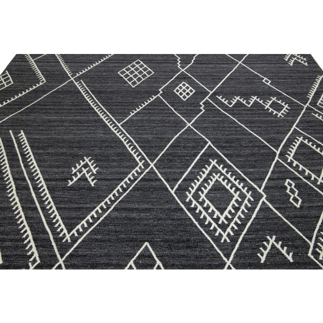 Apadana's Nantucket Collection Flatweave Kilim Designed Wool Rug in Dark Gray For Sale - Image 10 of 10