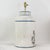 Pair Vintage White Hand Painted Tole Tea Caddy Lamps Heraldic Crest Motif Table Lamps For Sale In New York - Image 6 of 12