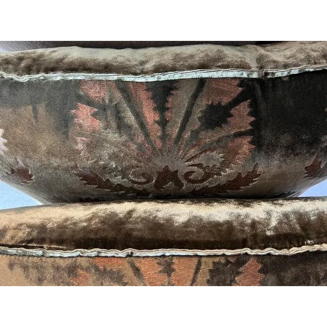 Baroque Pair of Custom Nomi Textiles Velvet Stenciled Pillows For Sale - Image 3 of 6