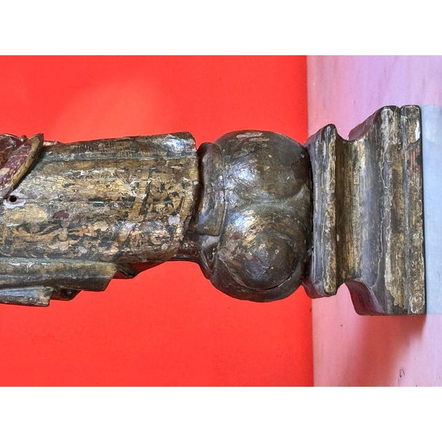 Our Lady of the Rosary with Child in Polychrome Wood For Sale - Image 12 of 14