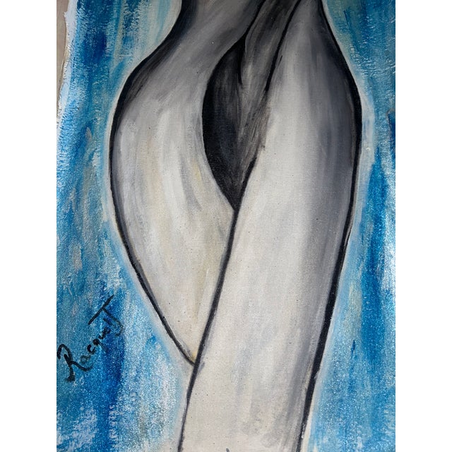 RacquelJ “Silent Strength” Large Original Acrylic on Canvas Painting, Signed For Sale - Image 4 of 5